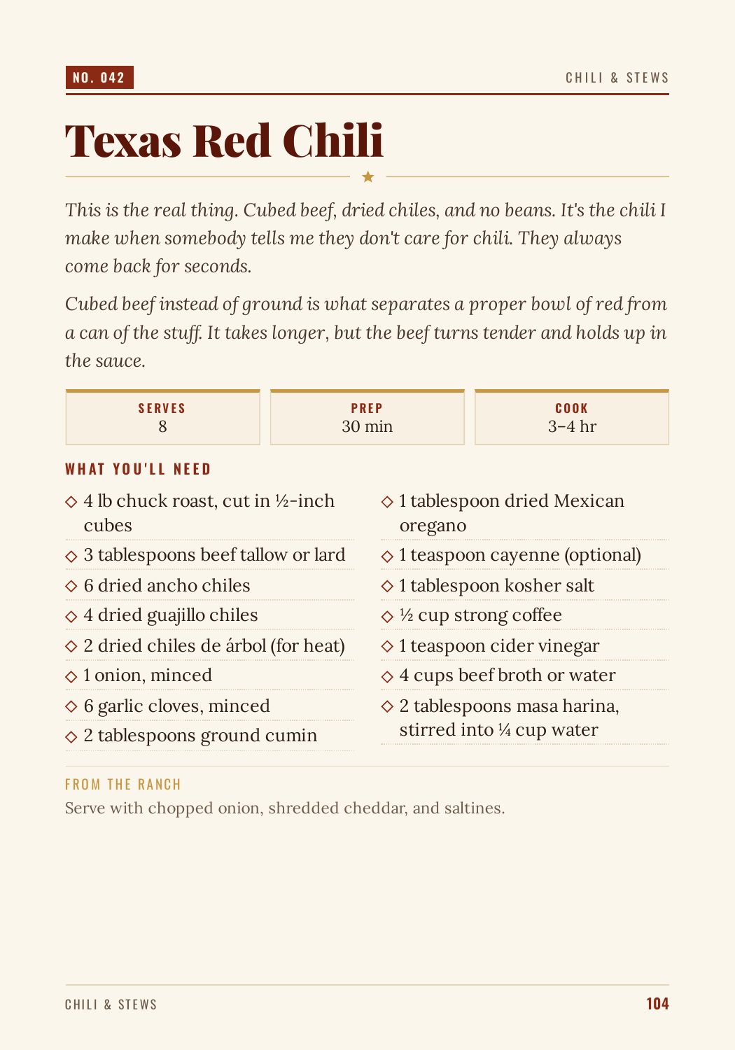 Texas Red Chili page